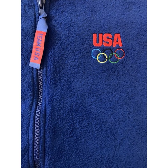 United States USA Men's Size Large Blue Fleece Vest Zip Up - Picture 3 of 7